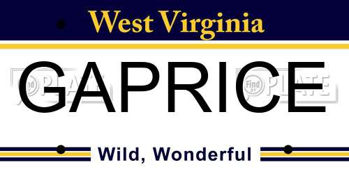 GAPRICE West Virginia License Plate