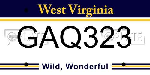 GAQ323 West Virginia License Plate