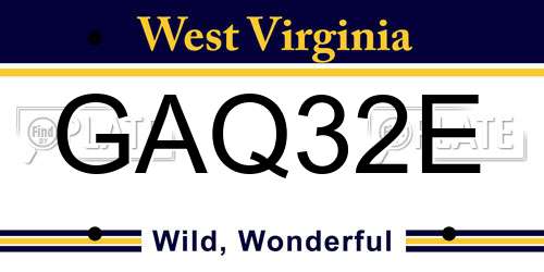 GAQ32E West Virginia License Plate