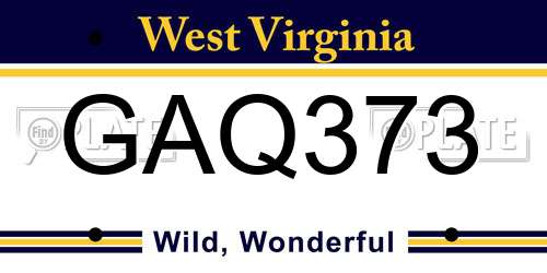 GAQ373 West Virginia License Plate
