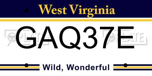 GAQ37E West Virginia License Plate