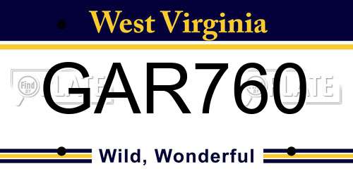 GAR760 West Virginia License Plate