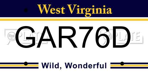 GAR76D West Virginia License Plate