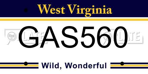 GAS560 West Virginia License Plate