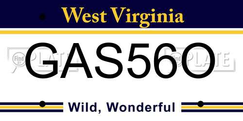 GAS56O West Virginia License Plate