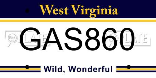GAS860 West Virginia License Plate