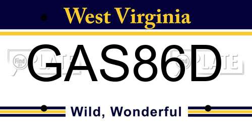GAS86D West Virginia License Plate