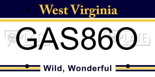 GAS86O West Virginia License Plate