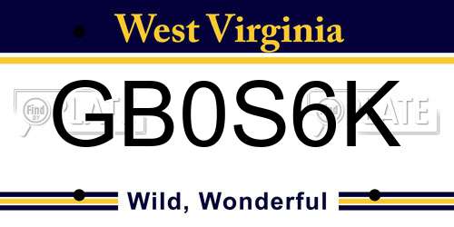 GB0S6K West Virginia License Plate