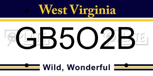 GB5O2B West Virginia License Plate