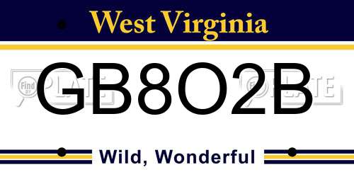 GB8O2B West Virginia License Plate