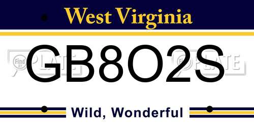 GB8O2S West Virginia License Plate