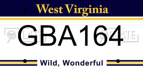 GBA164 West Virginia License Plate