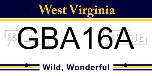 GBA16A West Virginia License Plate