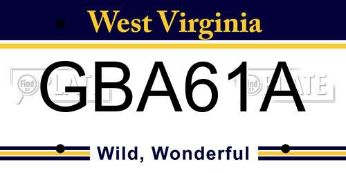GBA61A West Virginia License Plate