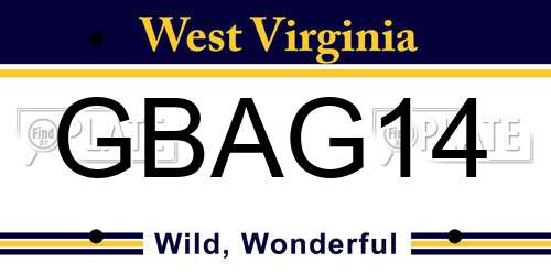 GBAG14 West Virginia License Plate