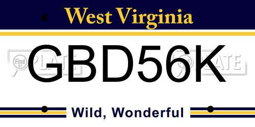 GBD56K West Virginia License Plate