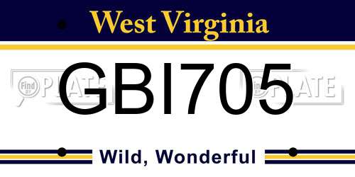 GBI705 West Virginia License Plate