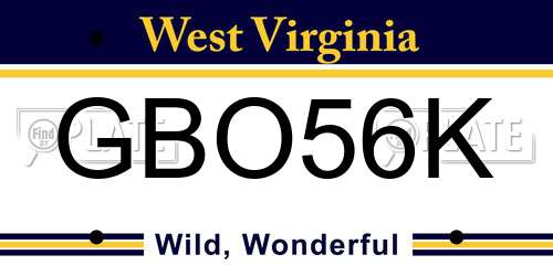 GBO56K West Virginia License Plate