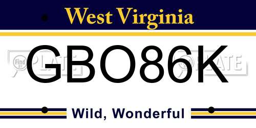 GBO86K West Virginia License Plate