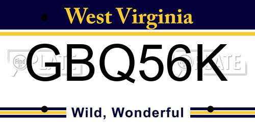 GBQ56K West Virginia License Plate