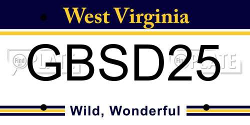 GBSD25 West Virginia License Plate