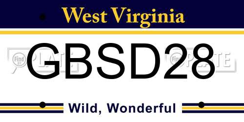 GBSD28 West Virginia License Plate