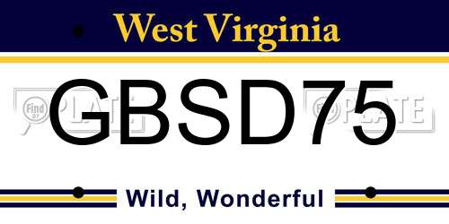 GBSD75 West Virginia License Plate