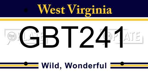 GBT241 West Virginia License Plate