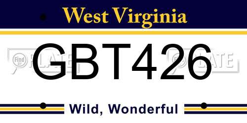 GBT426 West Virginia License Plate