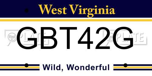 GBT42G West Virginia License Plate