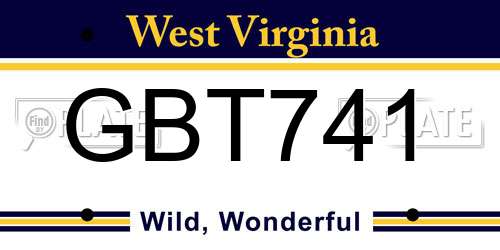 GBT741 West Virginia License Plate