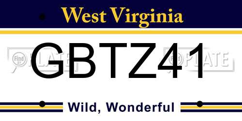 GBTZ41 West Virginia License Plate