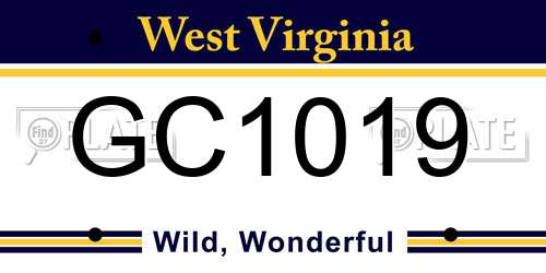 GC1019 West Virginia License Plate