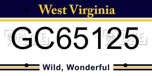 GC65125 West Virginia License Plate