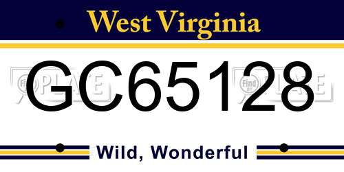 GC65128 West Virginia License Plate