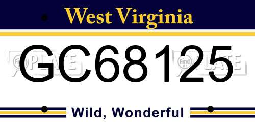 GC68125 West Virginia License Plate