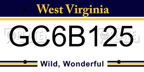 GC6B125 West Virginia License Plate