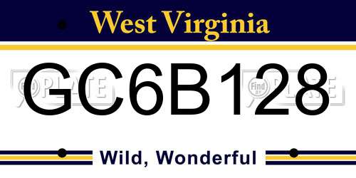 GC6B128 West Virginia License Plate