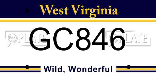 GC846 West Virginia License Plate