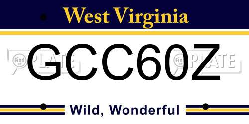 GCC60Z West Virginia License Plate