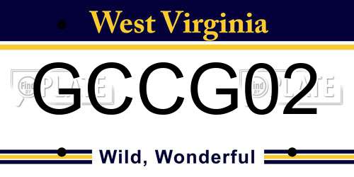 GCCG02 West Virginia License Plate