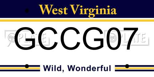 GCCG07 West Virginia License Plate