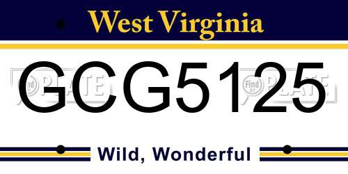 GCG5125 West Virginia License Plate