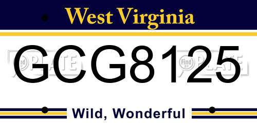 GCG8125 West Virginia License Plate