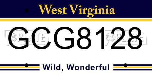 GCG8128 West Virginia License Plate