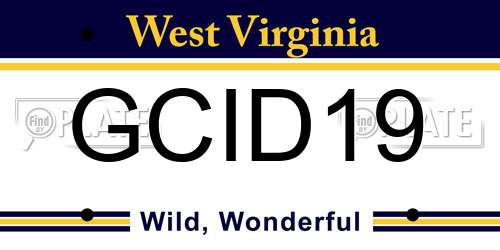 GCID19 West Virginia License Plate