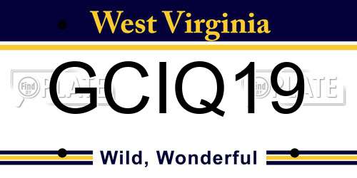 GCIQ19 West Virginia License Plate