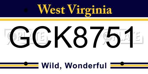 GCK8751 West Virginia License Plate