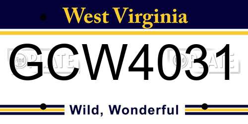 GCW4031 West Virginia License Plate